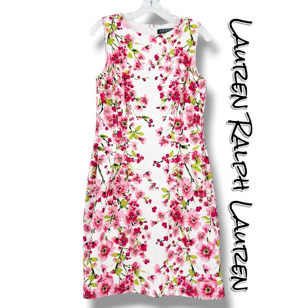 Lauren Ralph Lauren Pink Floral Sleeveless Fit & Flare Dress Women’s Size 8